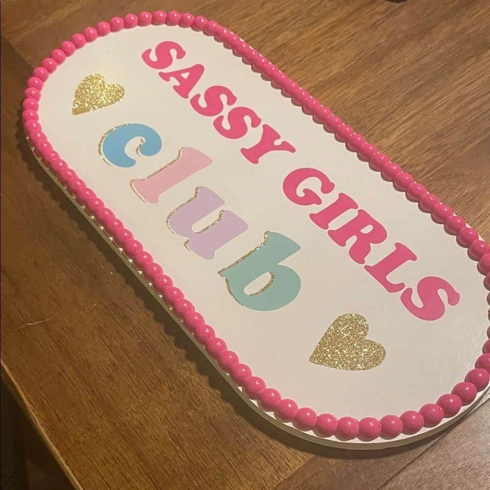 Sassy Girls Club Party Sign - Pink, Gold, Blue